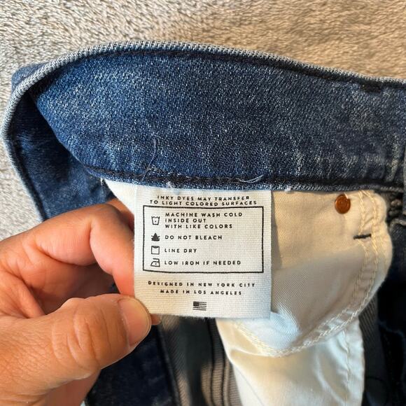 AYR The Must Super Wide Leg High Rise Jeans Dark Wash Size 30 Raw Hem Distressed - Picture 10 of 10